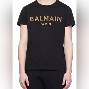 Balmain Black Printed T-Shirt Sz L